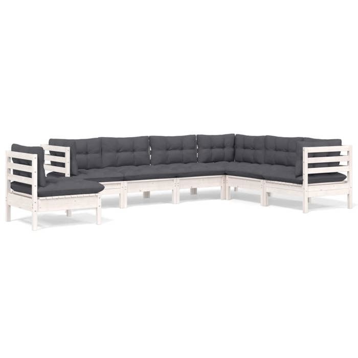 VidaXL Solid Pine Wood Garden Lounge Set 7 Pcs with Cushions Patio Furniture Outdoor Furniture Garden Furniture 3096720
