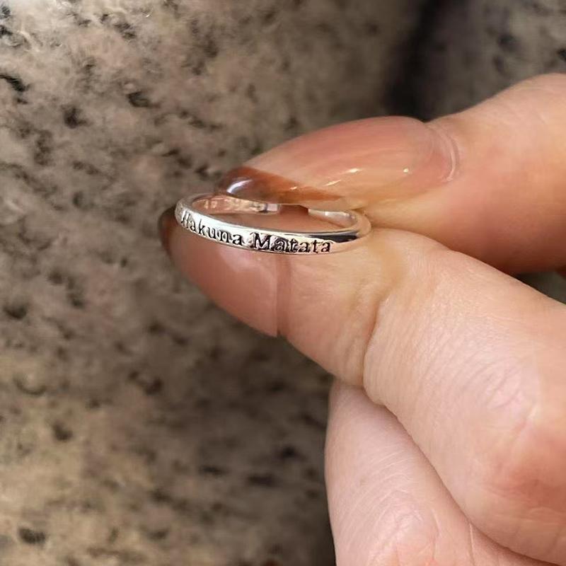 1/2Pcs Geometric Positive Phrases Opening Pinky Ring Light Luxury Adjustable Rings For Women Fashion Jewelry Gift Accessories