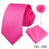 Men's Wine Red Striped Tie, Pocket Square & Brooch Set for Weddings & Banquets