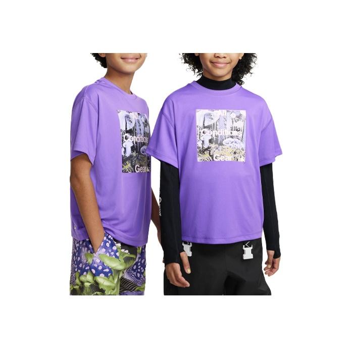 

Nike Футболка свободного кроя с круглым вырезом и короткими рукавами с принтом букв Детские топы виноградно-пурпурный FB1301-542 XL