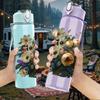 1PC Wild Floral Bouquet Pattern 750ml Color Plastic Sports Water Bottle Leakproof Flip Straw Lid Suitable for Sports Office Home Use