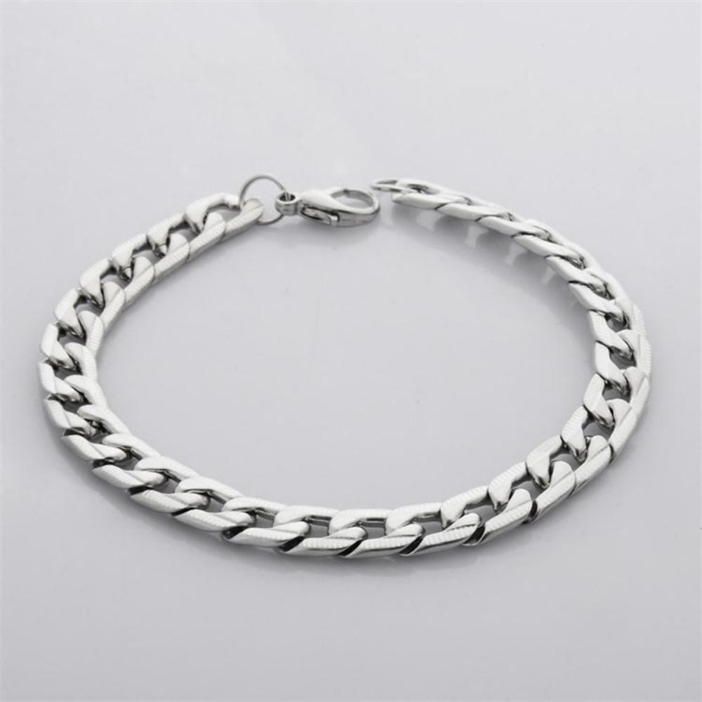 

Mens Titanium Steel Bracelet with Fringe Detail Heavy Chain Bold Style