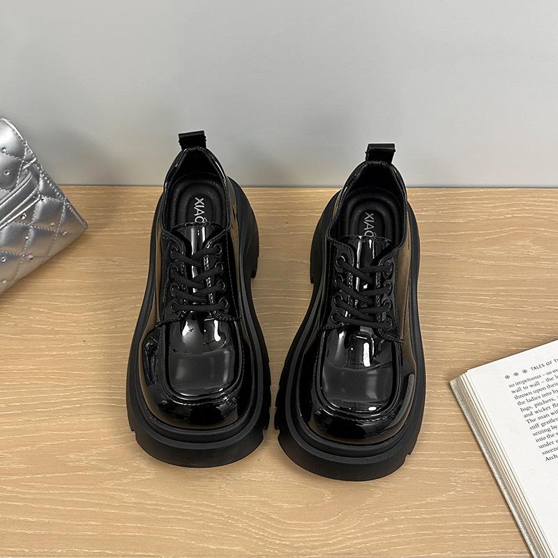 

Британский стиль повседневные женские туфли на небольшой платформе, увеличивающие рост, осенние туфли на платформе, маленькие мужские туфли на шнуровке, однотонные лоферы на высоком каблуке, одинарные туфли 35