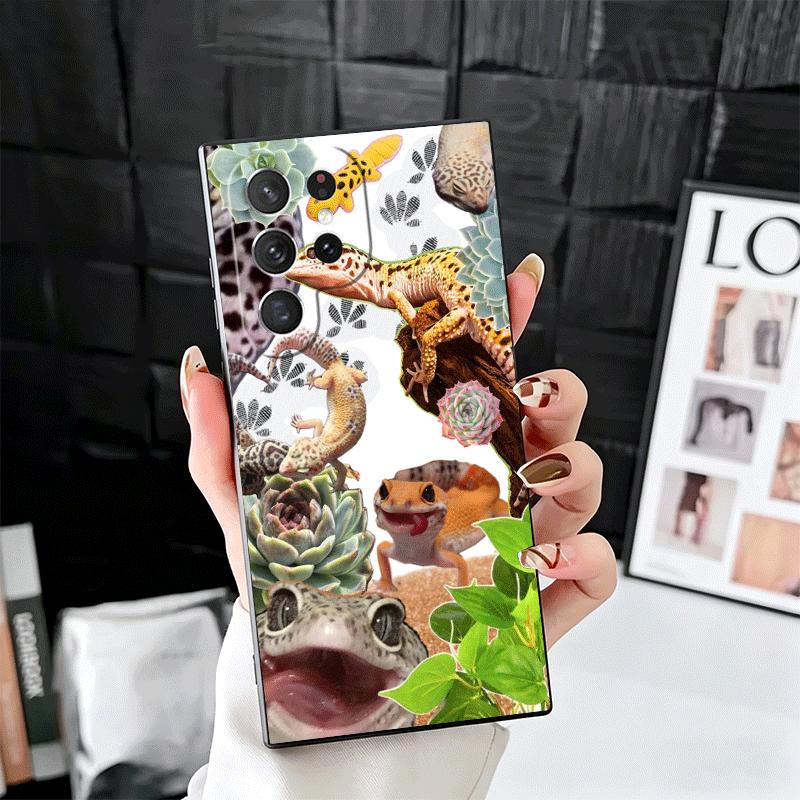 

Lizards Geckos Cute Pet Soft Phone Case for Samsung Galaxy S26 S25 Edge S24 Ultra S23 Plus S22 S21 FE S20 Black Cover Back Shell Samsung S21