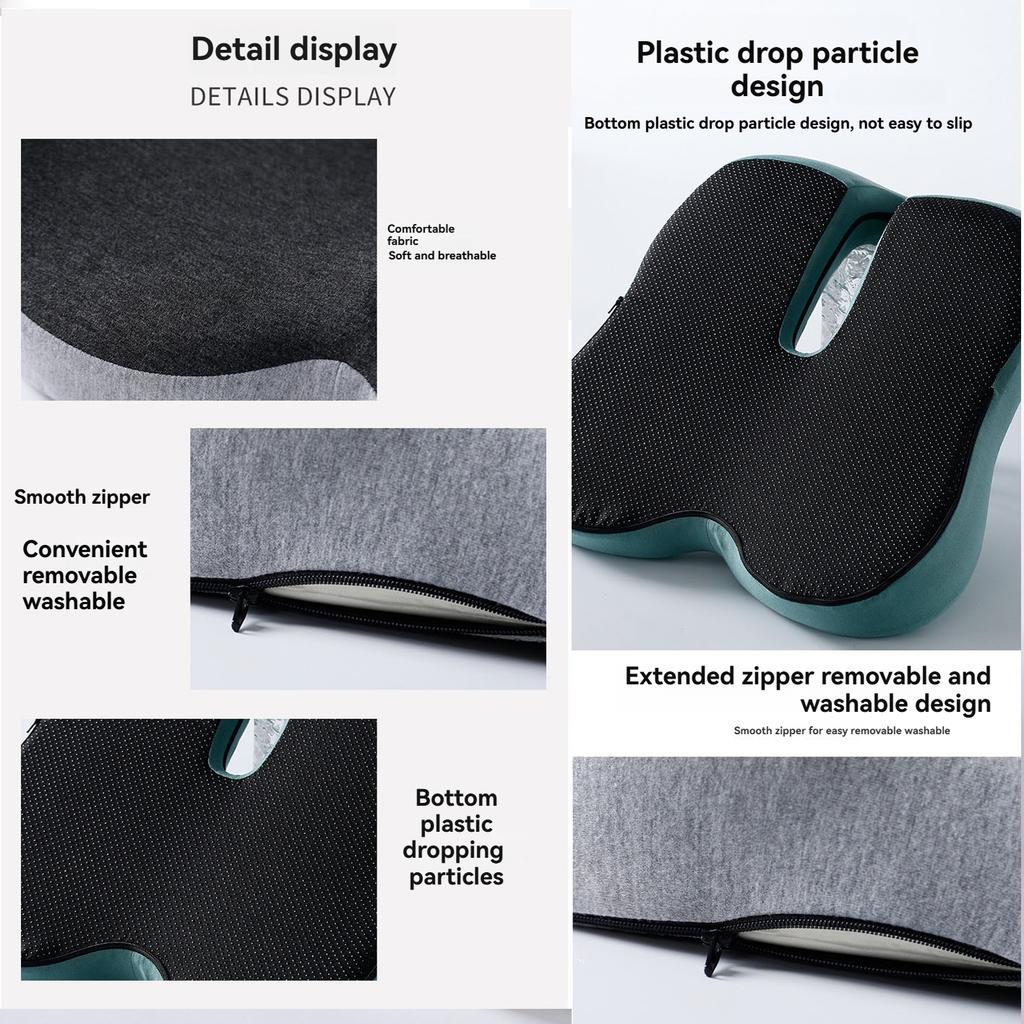 Memory Foam One Piece Seat Cushion with Backrest Integrated Support Pillow for Students Office Chairs and Car Lumbar and Buttock Protection Pad