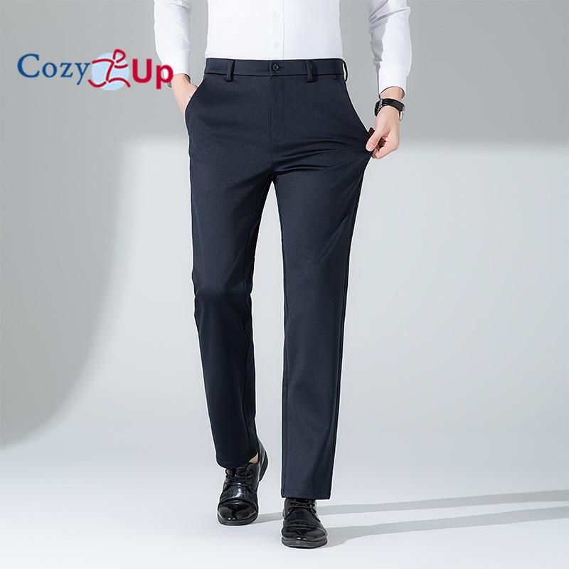 Cozy Up Thin Tiger Head Embroidered Elastic Casual Pants for Men's Summer Breathable Four Sided Elastic Non Ironing Wrinkle Straight Leg Draping Pants