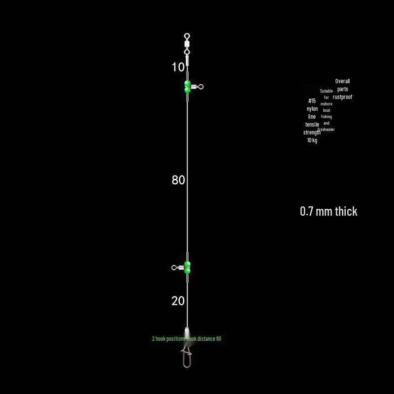 Luminous Swivel Leader Set with Bead Hook Rig for Sea Fishing