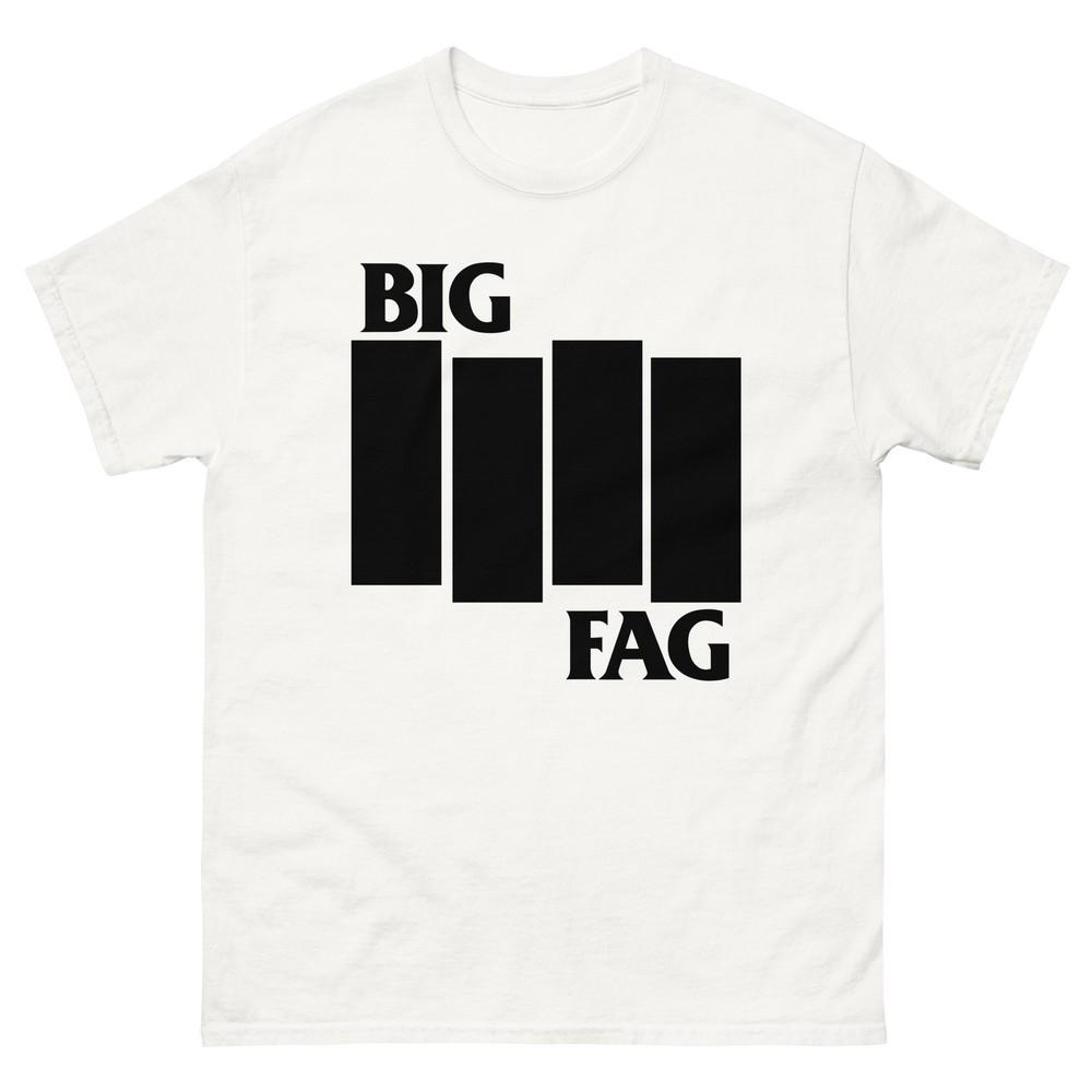 Big Fag Parody Black Flag Band Shirt – Punk-Inspired Queer Pride Tee Unisex T-Shirt M