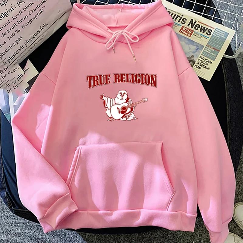 

Осінньо-зимовий жіночий повсякденний світшот унісекс True Religion Letter Print Streetwear Толстовка з капюшоном Пуловер Harajuku Top L рожевий