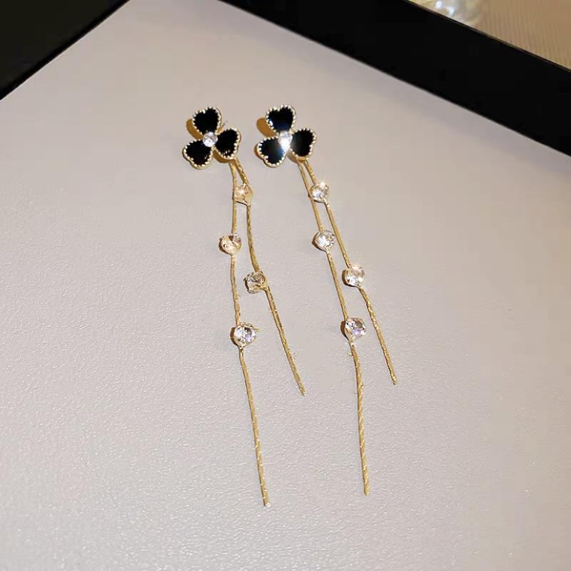 Elegant Black Butterfly Tassel Earrings - Sweet, Cool, and Versatile Design
