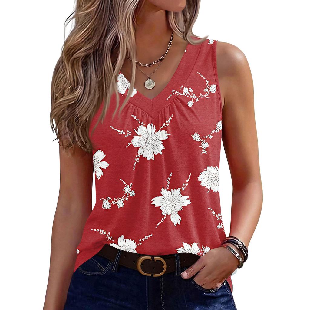 Regatas Femininas Sem Mangas Soltas Gola V Camisas Plissadas Camisetas Básicas
