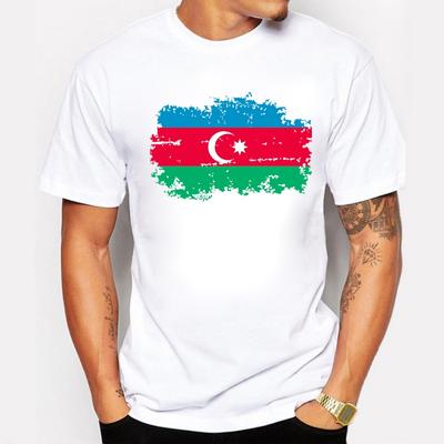 BLWHSA Azerbaijão Nostalgia Bandeira Camisetas Masculinas Verão Manga Curta Algodão Personalidade Design Camisetas