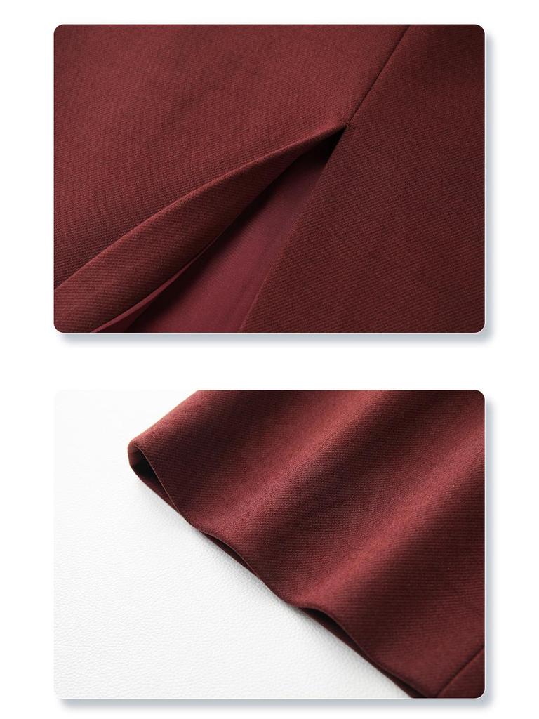 Khaki Wool Midi Bodycon Skirt for Women - 2024 Autumn/Winter New Style with Slit