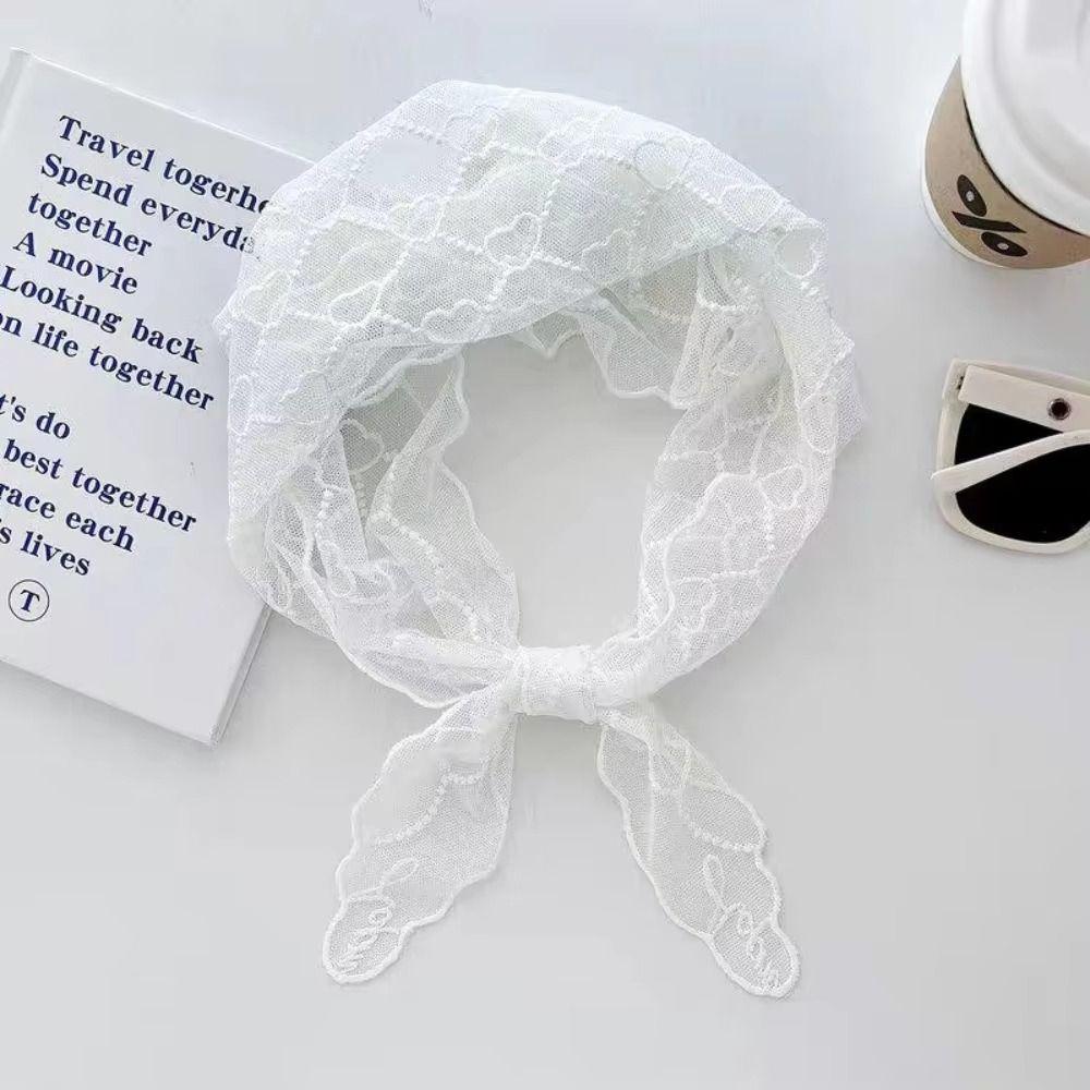 Embroidery Lace Scarf Hollow Out Hair Scarf Headband Vintage Foulard Bandana  for Women