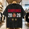 Couple T Shirt 2026 Spain World Champion Two Stars Washed T-Shirts Hippie Summer Tee Shirt Y2K Casual Tops Plus Size