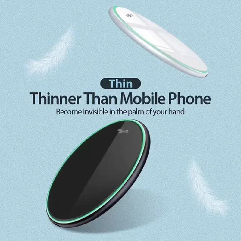 Wireless Charger Pad Stand Desktop Ultra-thin Mobile Phone Fast Charging Dock Station For iPhone 16 15 14 13 Samsung Note Xiaomi