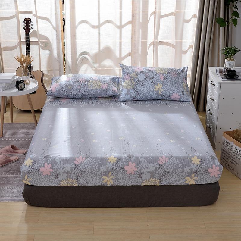 3-teiliges Bettlaken mit Kissenbezug, geometrisch bedrucktes Spannbettlaken mit elastischem Bettwäsche-Polyester-Matratzenbezug, Queen-Size