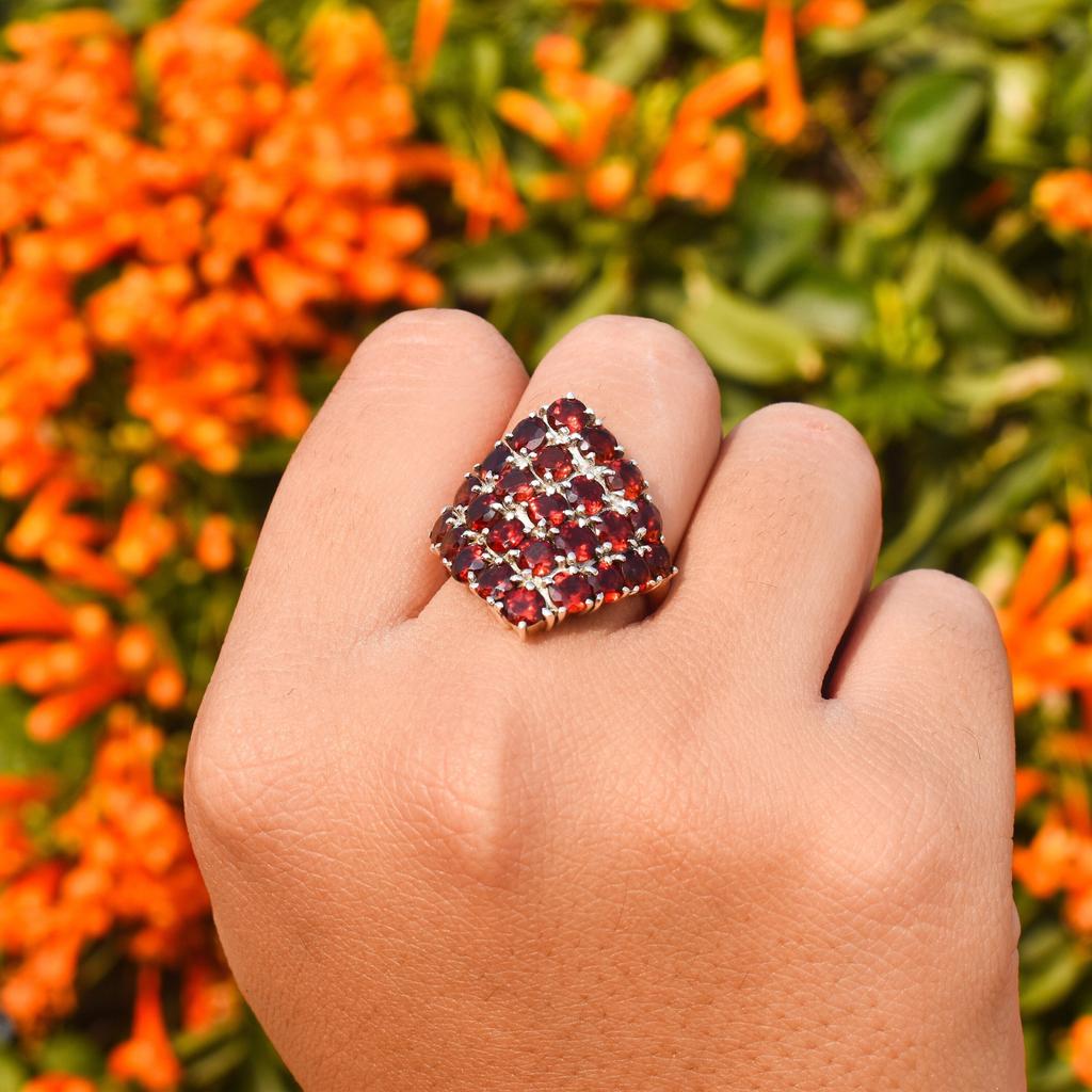 Garnet Ring: Dainty 925 Sterling Silver Bohemian Ring