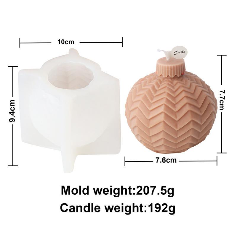 Multiform Striated Sphere Candle Silicone Mold Christmas Ball Gypsum Epoxy Resin Mold DIY Soap Candle Making Festival Home Decor