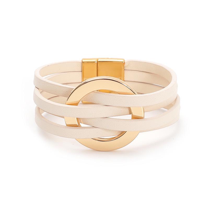 

Стильный многослойный женский кожаный браслет с магнитной застежкой - европейская и американская мода