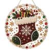 Holiday Celebration Party Supplies Christmas DIY Faux Diamond Painting Hanging, Santa Wreath Acrylic Pendant, Pearl Hanging Ornaments Beads Craft Kit
