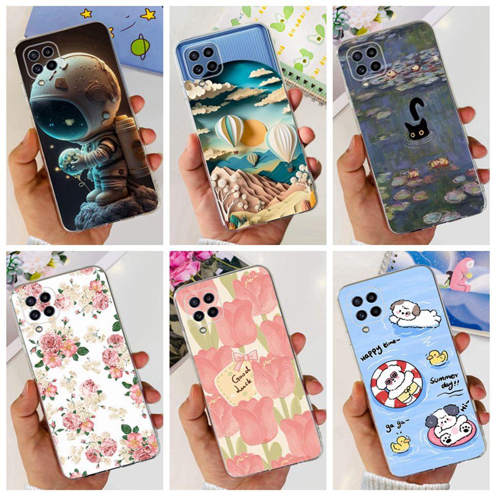 For Samsung Galaxy M32 4G Case New Floral Print TPU Soft Silicon Cover For Samsung M32 M 32 SM-M325FV Cute Cat Phone Case Fundas