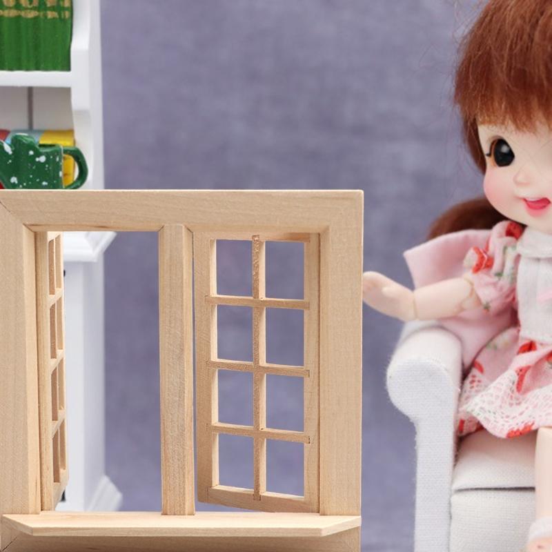 Children Dollhouses Furniture Sturdy Wood Window Panel Designs in 1 12 Miniature Scale Moder Home Decoration Supplies