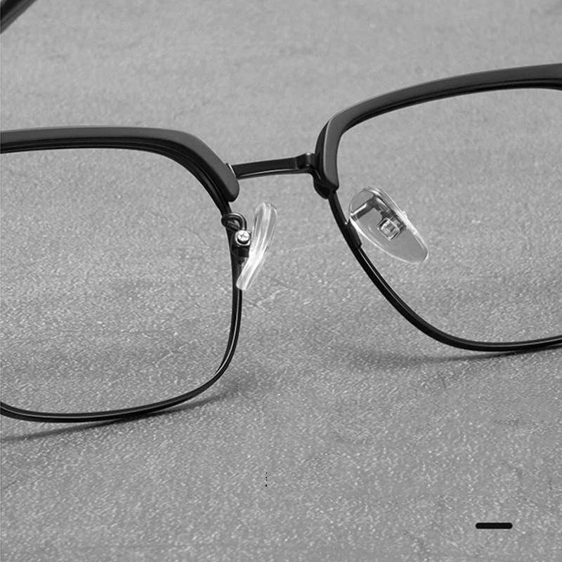 Ultralights Black Frame Glasses Half Frame Color Changing Myopia Glasses Men Women Square Anti Blue Light Near Sight Glasses