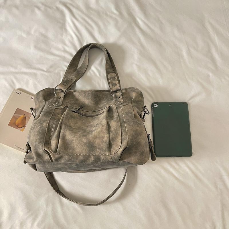 Womens Faux Leather Handbag Large Capacity Casual Shoulder Tote Purse for Travel