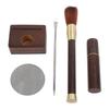Coffee Powder Distributor Kit Stainless Steel Needle Wood Handle Brush Coffee Stirring Tool with Storage Base