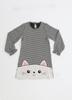 Shiny Cat Embroidered Houndstooth Girls Dress