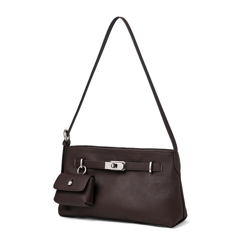 First Layer Cowhide Commuter Armpit Bag Portable Oblique Hobo Small Square Bag Versatile Fashion Women'S Bag