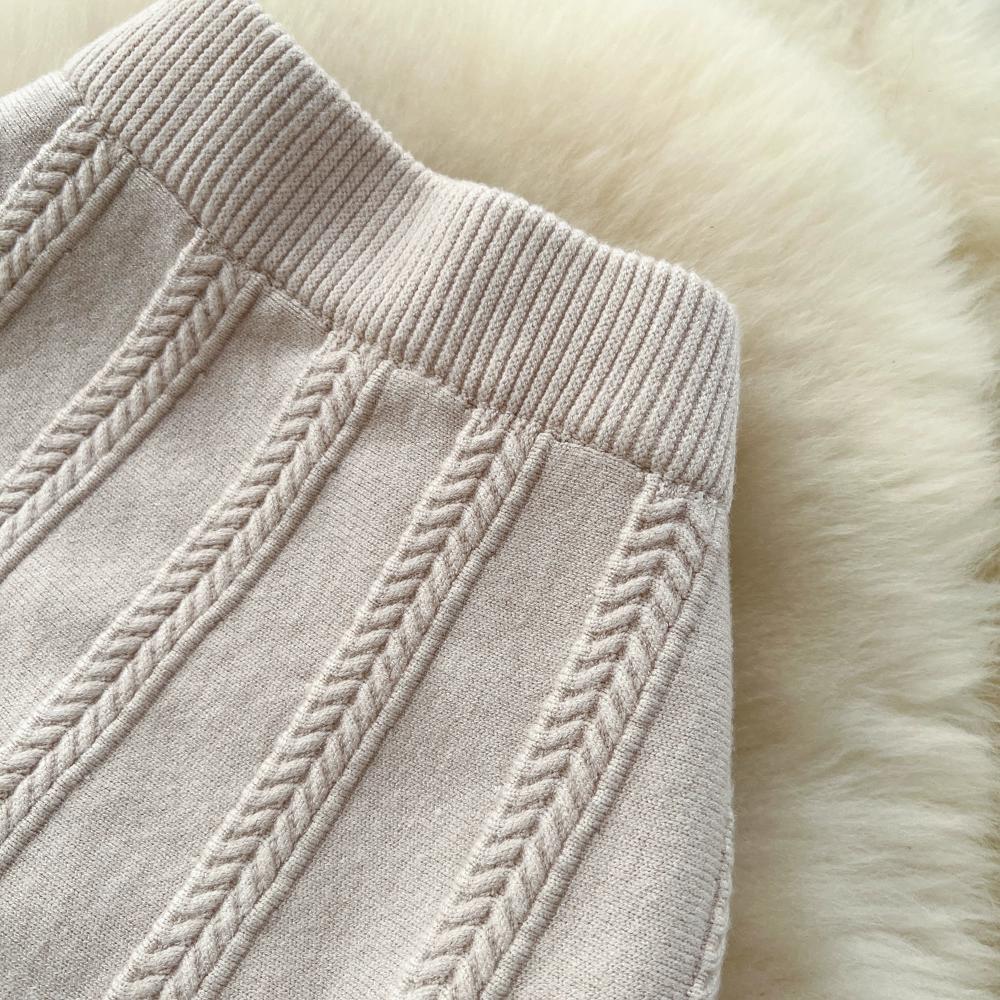 Autumn Winter Women Casual Twist Knitted Elastic High Waist Long Midi Skirt