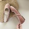 IPPEUM Women Ballet Flats Suede Round Toe Ballerinas Shoes Mujer Buckle Straps Mary Janes Shoes