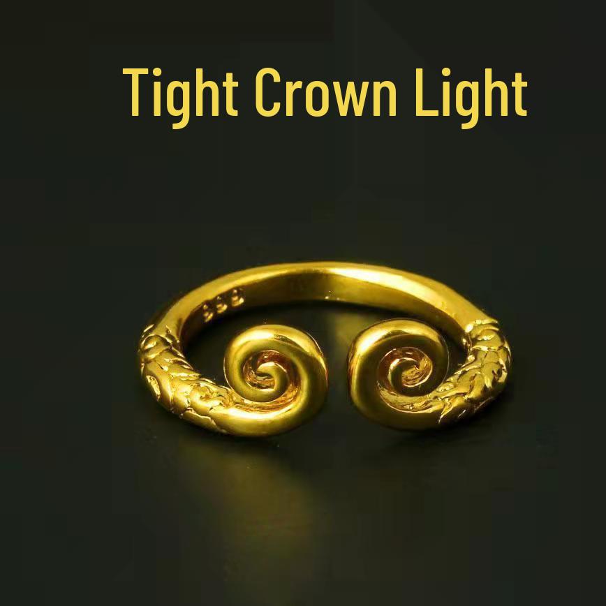 Vietnam Sand Gold Four-Leaf Clover Adjustable Copper Ring - High-End Gold-Plated Jewelry