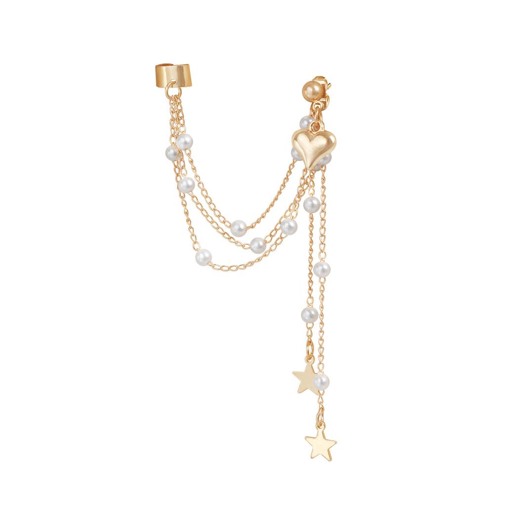 Sexy Spice Girls ins Wind U-shaped Ear Clips Ear Needles Personalized Creative Connected Pearl Ear Buckles