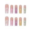 Flame Rainbow Press-On Nails Long Style INS Aesthetic Wearable Nail Tips With Glue Or Jelly Adhesive
