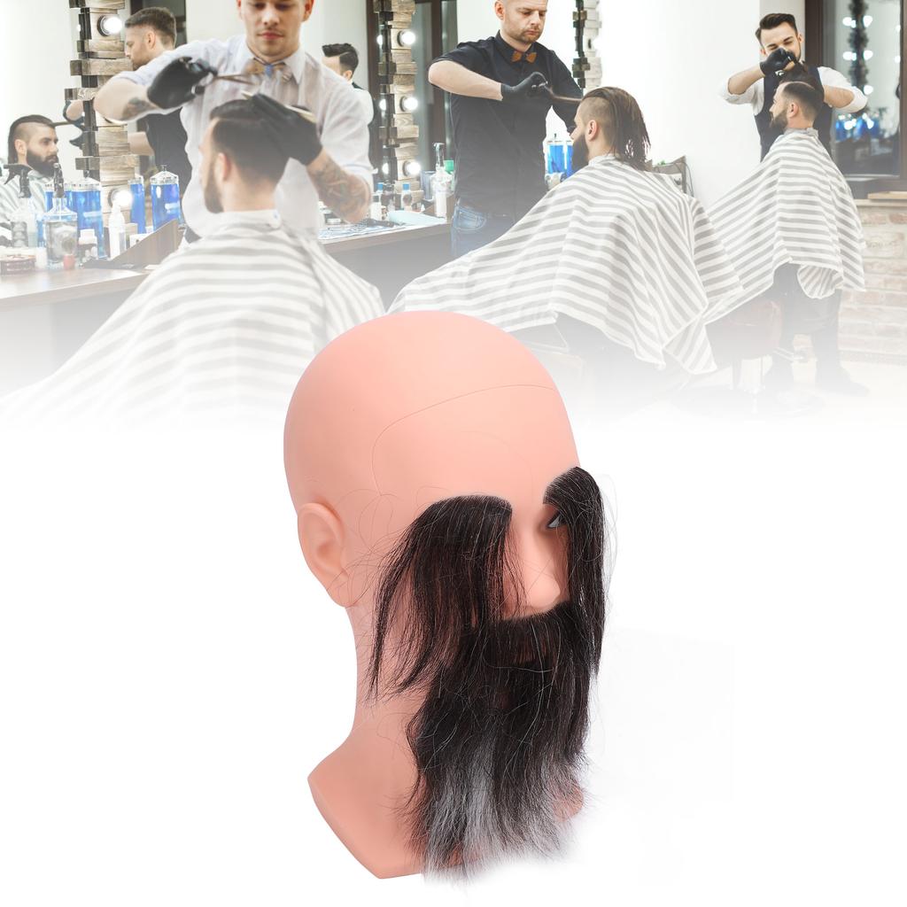 Berber Kel Manken Kafası Uzun Sakal Kaşları Yeniden Kullanılabilir Reçine PVC Berber Uygulaması Kel Kafa