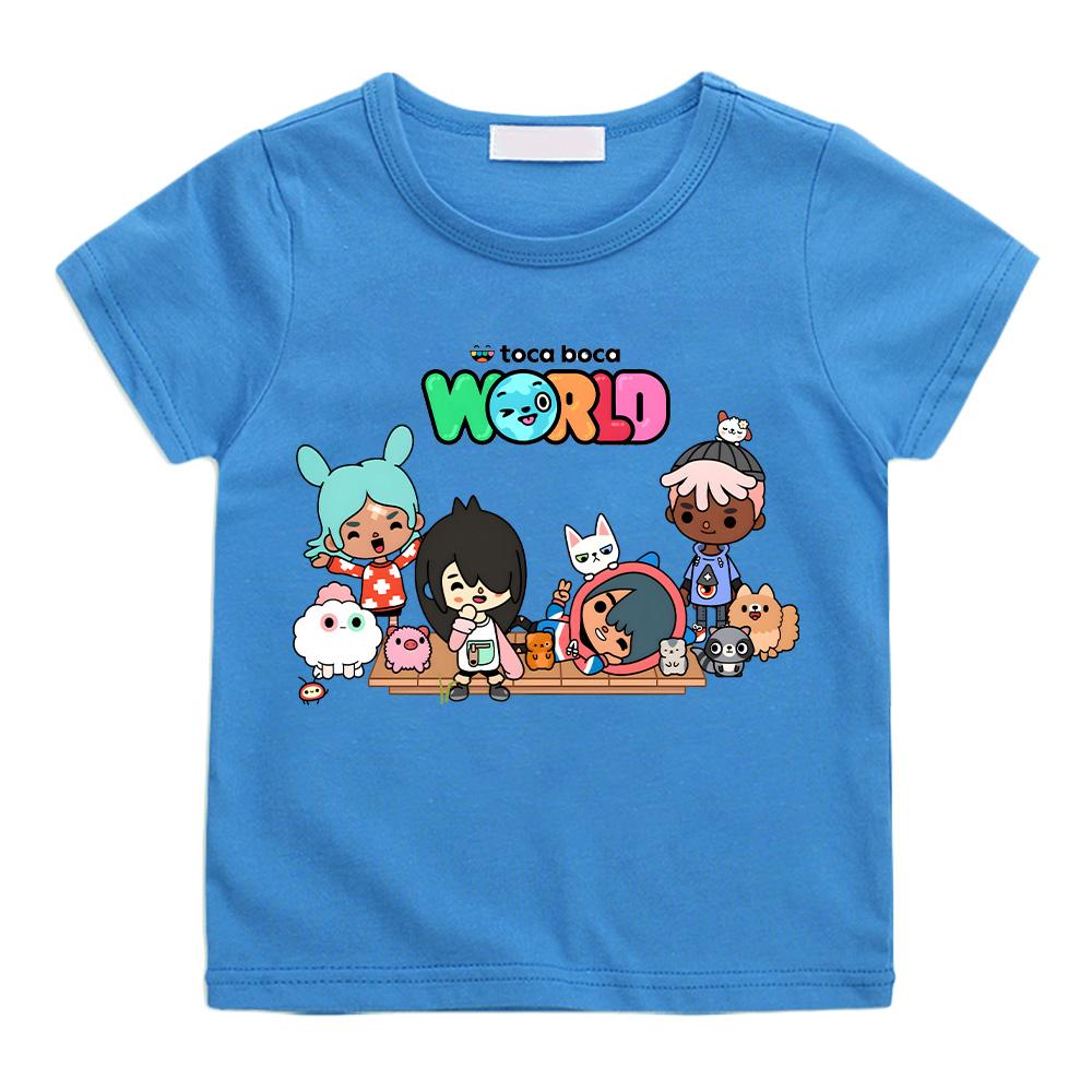 Toca Boca World Bavlněná trička Dívky Kluci Oblečení Hra Toca Life World Tričko Děti Pohodlná Všestranná Topy Letní Trička s Krátkým Rukávem