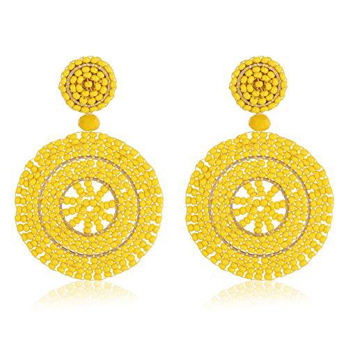 Vintage Doppelte Runde Saatperlen Hängeohrringe für Damen Schmuck Geschenk