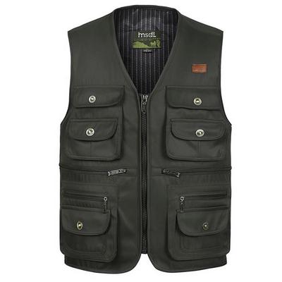Gilet da Uomo Primavera e Autunno Tinta Unita Multitasche Giacca Larga per Sport all'Aria Aperta