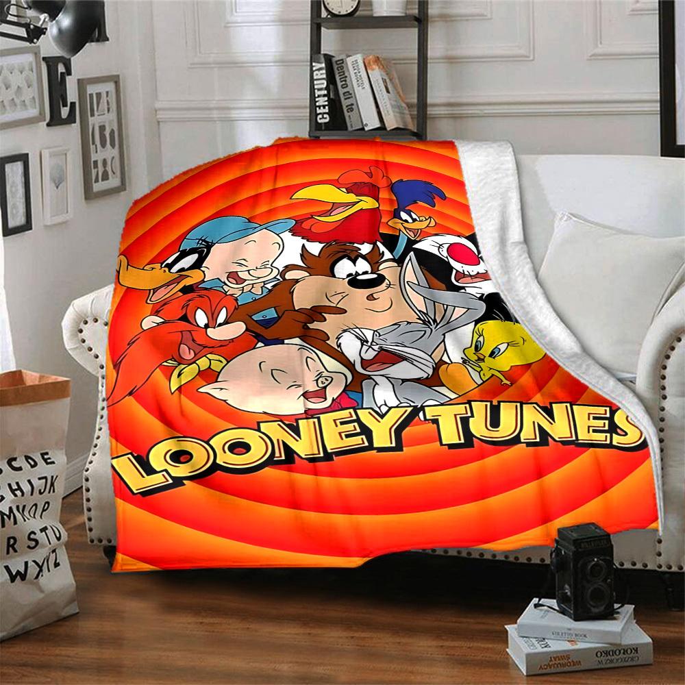 1pc Looney Tunes Flannel Throw Blanket Lightweight Soft Warm All Season Blanket for Sofa, Bed, Travel,L1029004