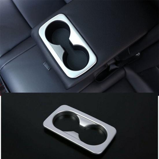 For Kia Seltos - silver interior Rear Water Cup Holder frame Cover Trim