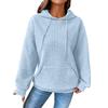 Women's Fashion Loose Hooded Pullover Long Sleeve Patchwork Plaid Sweat Drawstring Shoulder Strap Pocket Top
