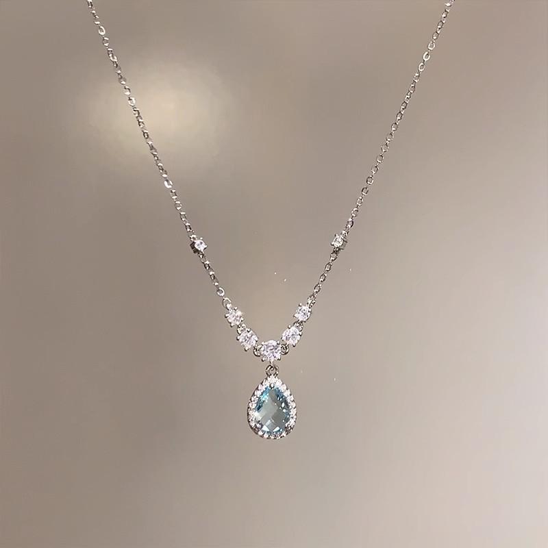 Mermaid Tear Necklace For Women Light Luxury Pendant Chain Elegant Adjustable Birthday Gift