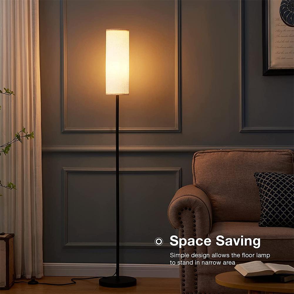 LED Floor Lamp With 3 Color 9w E27 Light Bulb 220V Linen Lampshade Foot Switch Floor Light For Bedroom Living Room Office Decor