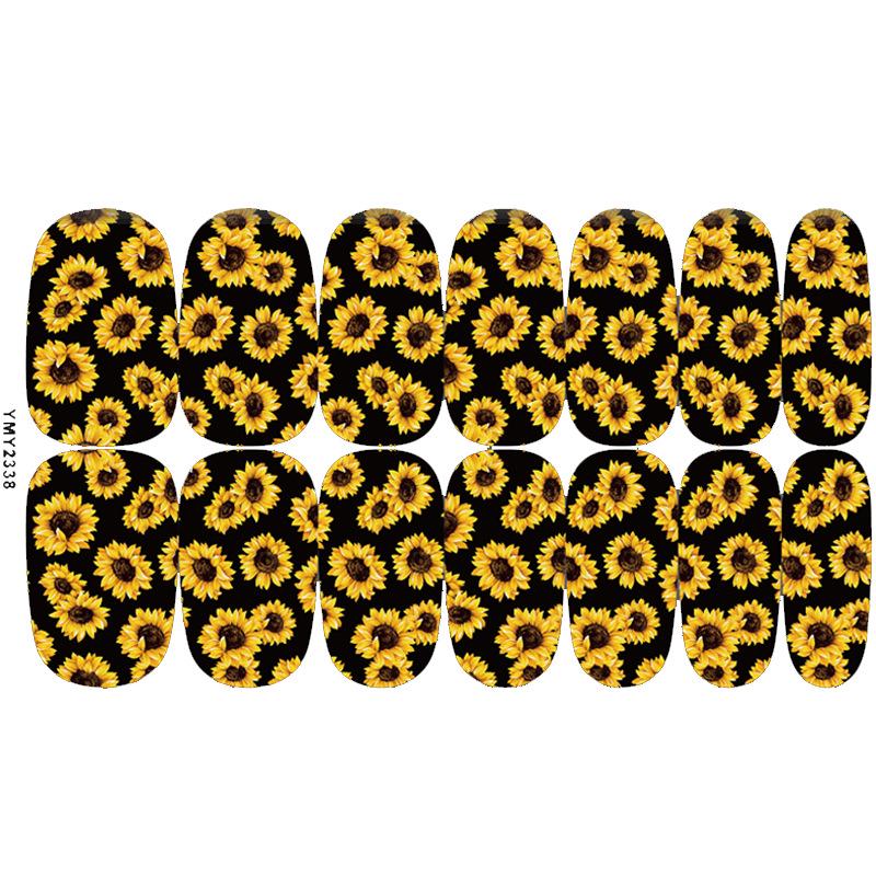Bright Sunflower Waterproof Nail Stickers - Long-Lasting, Cute, Full-Cover Ins Style