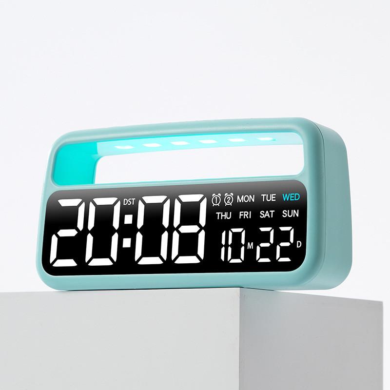

Modern Minimalist Led Digital Alarm Clock With Calendar And Night Light For Bedroom Decor зелёный