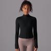 Stand Collar Long Zipper Long Sleeve Coat Brushed Tight Sports Running Fitness Yoga Clothing Top For Women