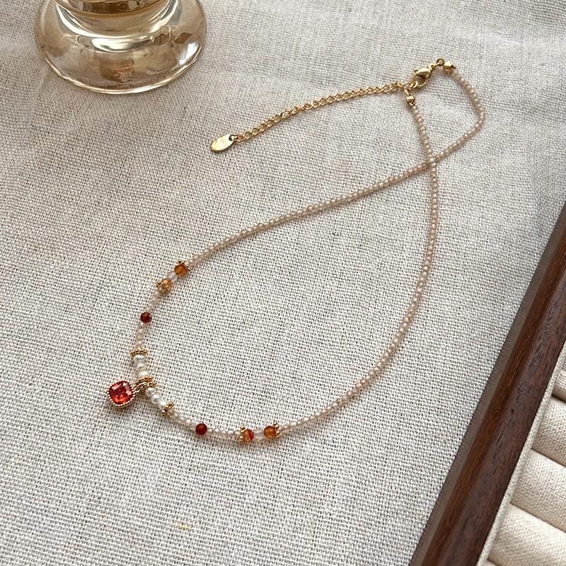 Collier de Perles en Pierre Naturelle pour Femmes - Choker Chaîne Clavicule de Luxe 2025